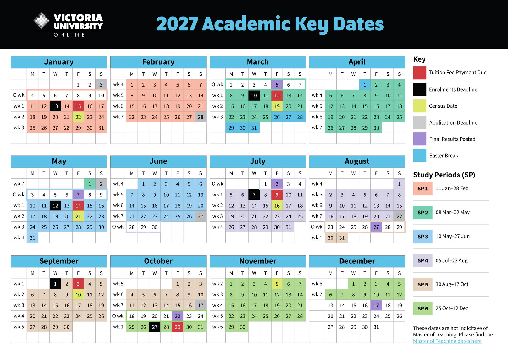 VU Academic Calendar 2027