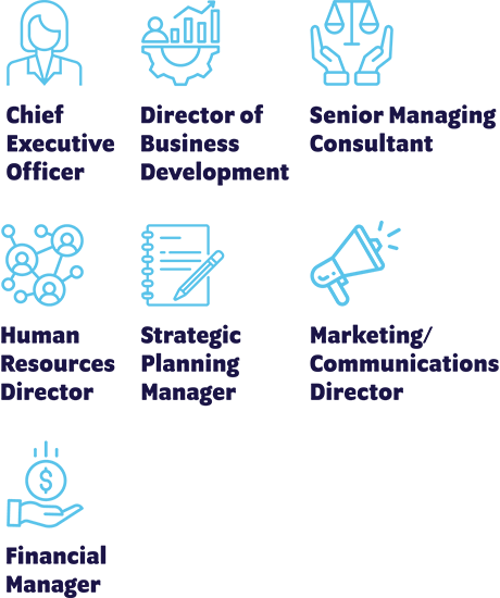 Text graphic detailing career outcomes and pathways for MBA graduates.