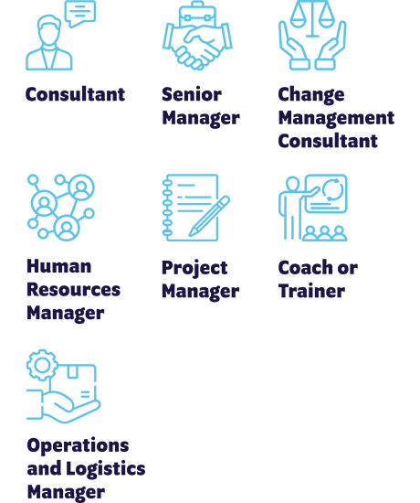 Graphic design showing career outcomes and pathways for MBA Change graduates.