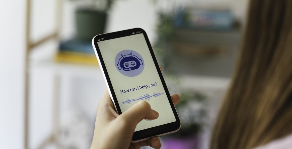 Close up of mobile phone with AI chatbot screen
