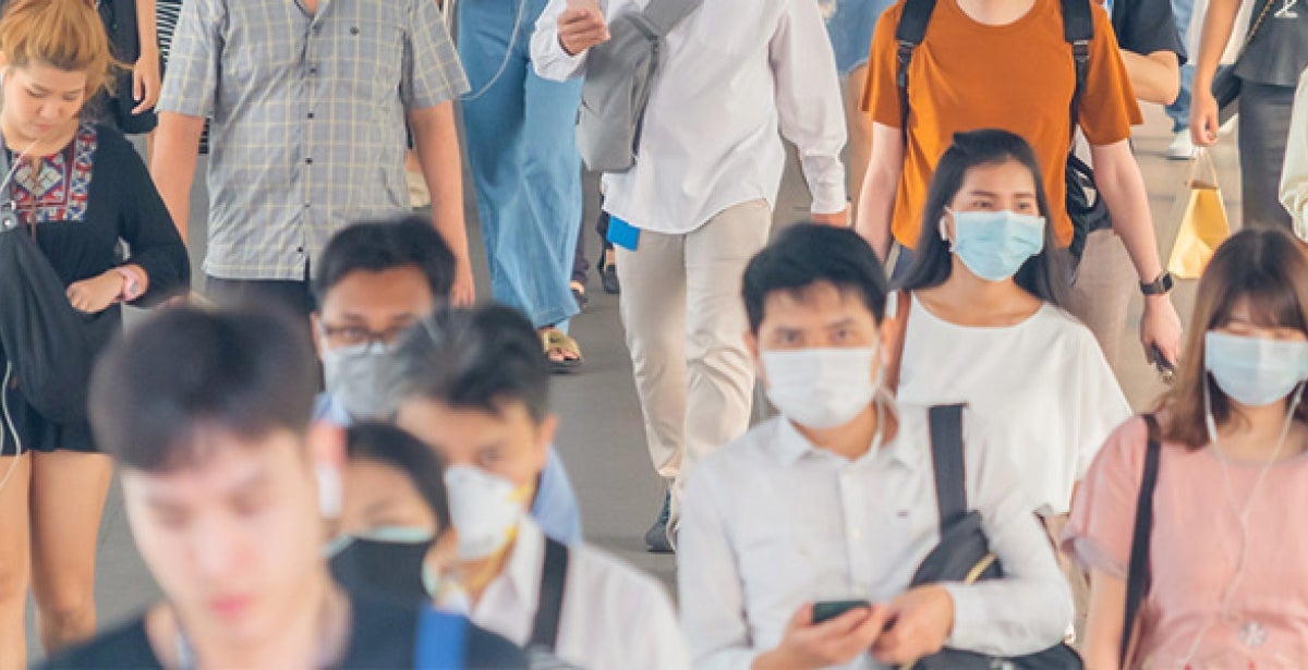 People wearing face masks in public.