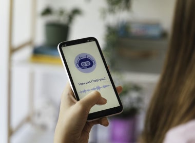 Close up of mobile phone with AI chatbot screen