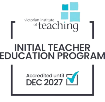 Accreditation logo for the Initial Teacher Education Program valid until December 2027.