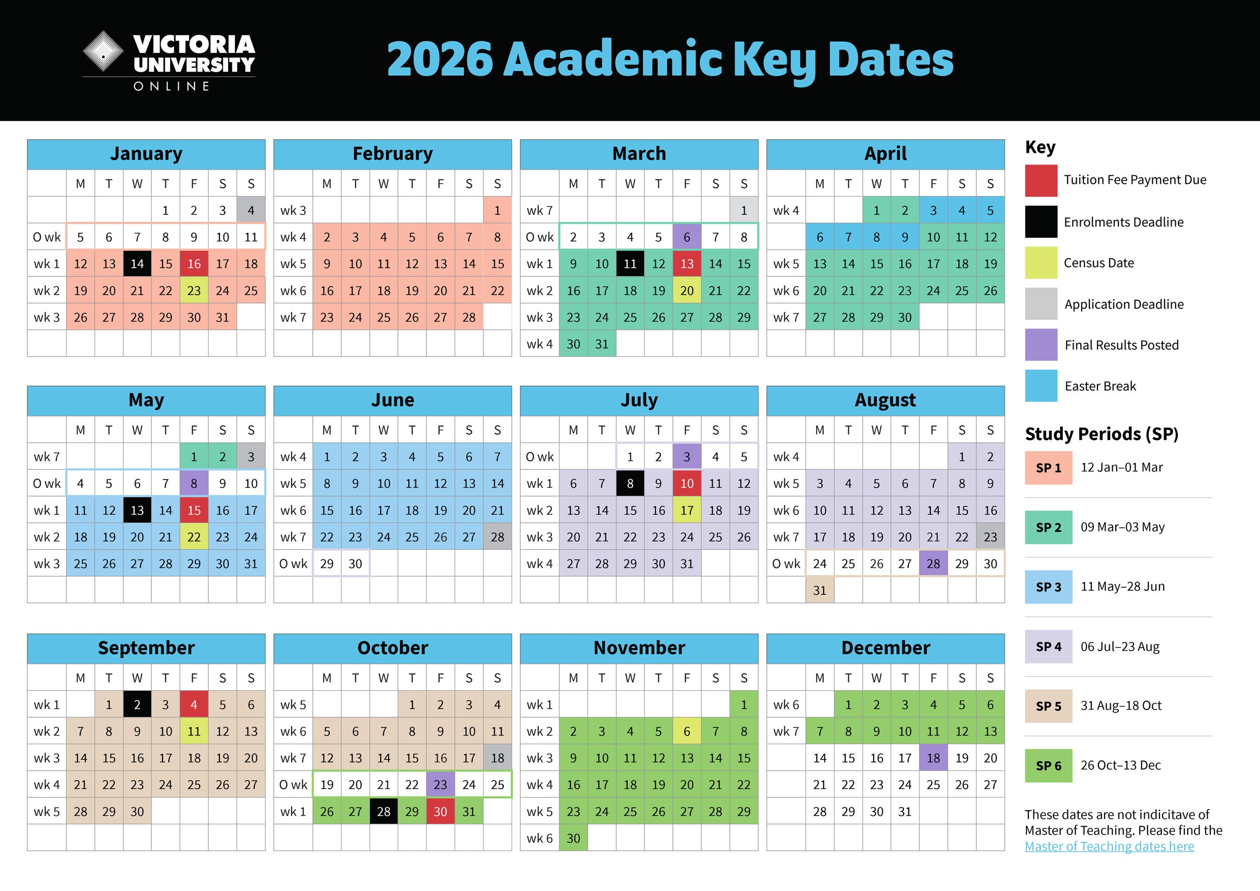 VU Academic Calendar 2026