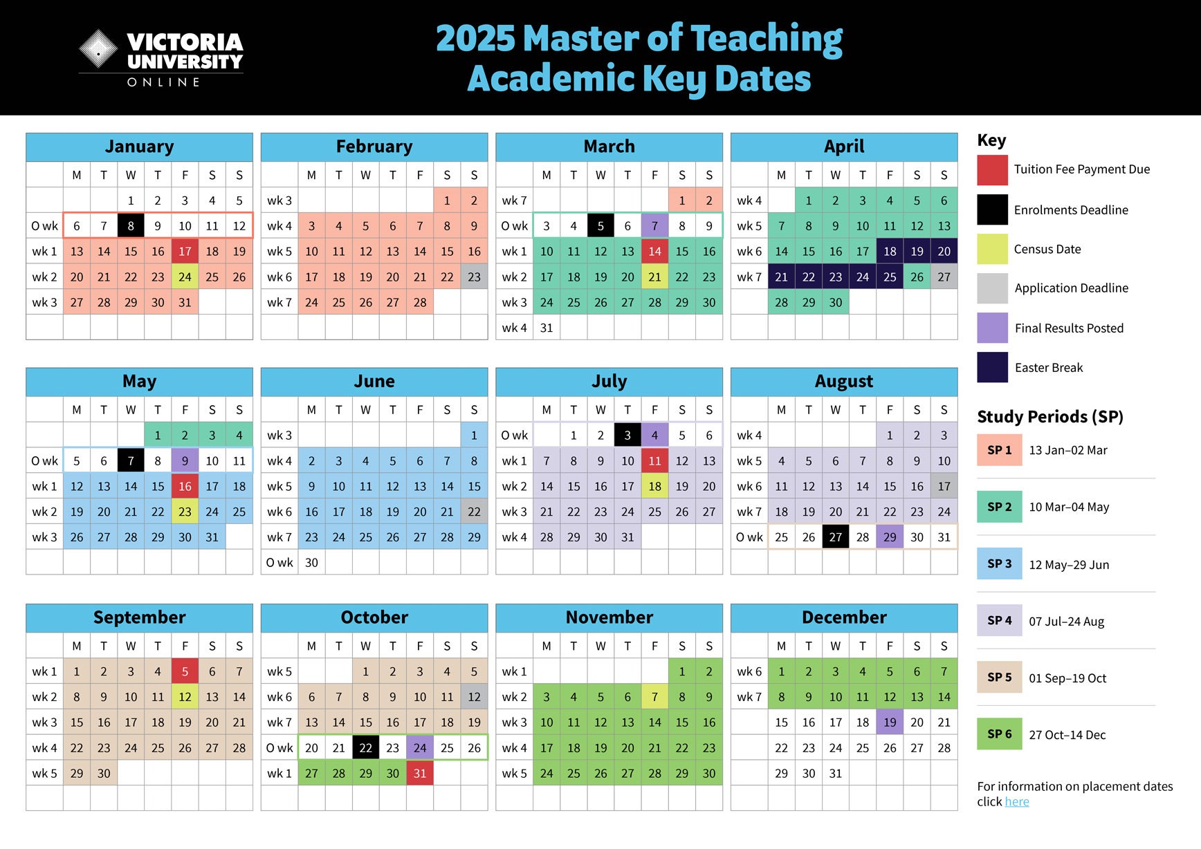VU Academic Teaching Calendar 2025